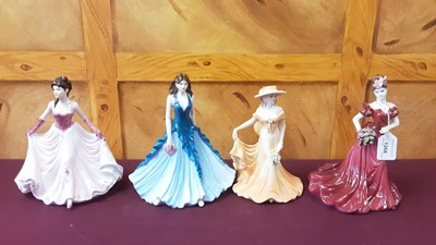 Lot 1268 - Six Coalport Ladies of Fashion figures - Happy Birthday 2005, Jenny, Diane, June and Kate, together with two other Coalport figures - Token of Love and Happy Birthday and a Royal Doulton figure -...