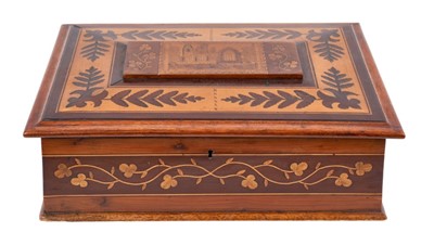 Lot 753 - 19th century Killarney yew and marquetry inlaid box