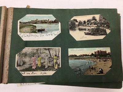 Lot 1479 - Green postcard album including early and vignette cards, glamour, topography, french cards and other cards.