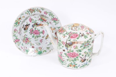 Lot 184 - 19th Chinese Canton porcelain teapot and dish (2)