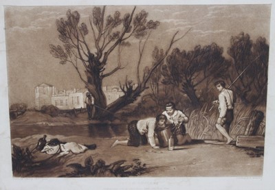 Lot 1017 - J M W Turner Young Anglers etching and mezzotint 1811 from Liber Studiorum