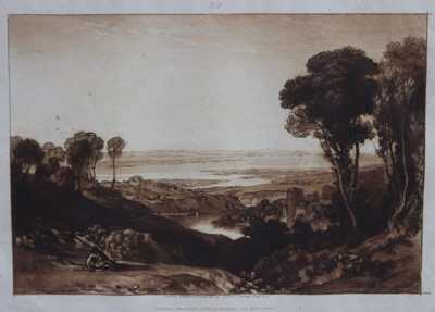 Lot 1016 - J M W Turner The Junction of The Severn and The Wye etching, aquatint and mezzotint from Liber Studiorum