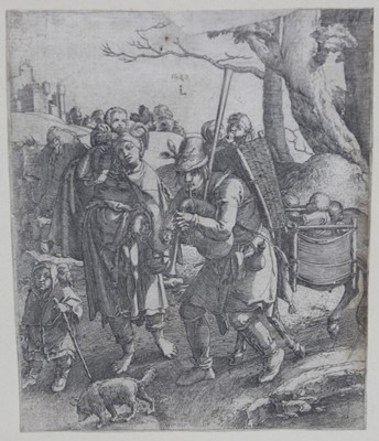 Lot 1020 - Lucas van Leyden 1484-1533 The Beggars (Eulenspiegel) 1520 or later etching engraving on laid paper