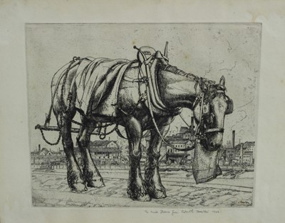 Lot 1040 - *Robert Sargent Austin 1895-1973 The Trace Horse signed, dated and dedicated in pencil.  Etching was the artist's diploma print for acceptance as a member of The Royal Society of Painter-Etchers in...