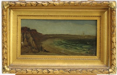 Lot 1039 - Edward Clarke Cabot (American 1818-1901) oil on canvas figures on a beach monogrammed and dated 65 (18)