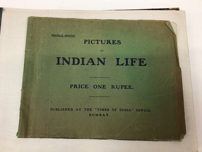 Lot 1490 - Photograph album Grand Tour views, street sledges some with oxen, Chinese text with photographs, hand drawn map, small concertina album of photographs and Pictures of Indian Life published by the T...