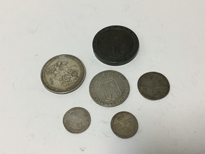 Lot 521 - G.B. - Mixed coinage to include silver William and Mary Half Crown 1689 GF-AVF, Crown George III 1819 LIX (N.B. Minor scratches to Obv: fields, reverse small edge bruise) otherwise VF, Shilling Geo...