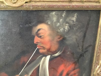 Lot 37 - English School late 18th century oil on canvas - the pipe smoker, 49cm x 42cm, framed