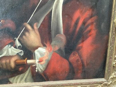 Lot 37 - English School late 18th century oil on canvas - the pipe smoker, 49cm x 42cm, framed