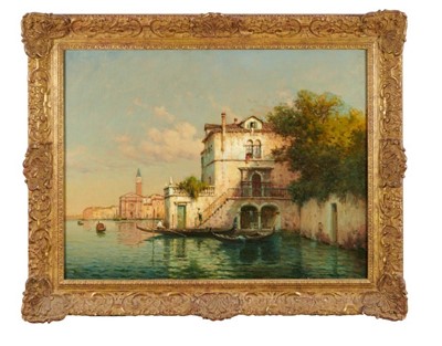 Lot 1095 - *Georges Noel Bouvard (1912-1972) oil on canvas, Venetian scene, signed ‘Bouvard’.
