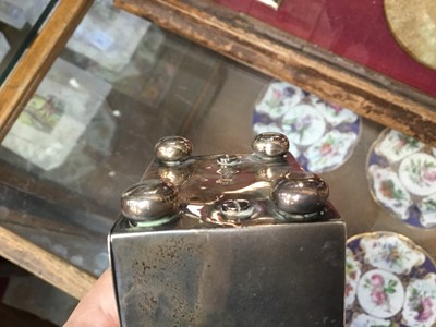 Lot 601 - Archibald Knox style silver carriage clock.