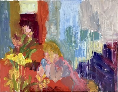 Lot 135 - Annelise Firth (b.1961) oil on canvas - interior scene, signed and dated 2022 verso, 46cm x 36cm