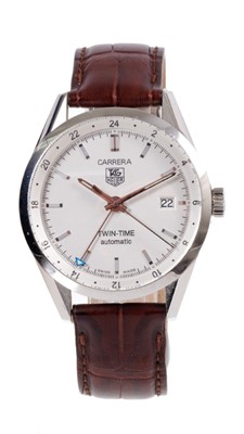 Lot 645 - Gentleman's Tag Heuer Twin-Time automatic wristwatch in box