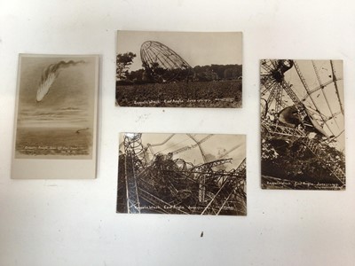 Lot 1509 - Postcards Zeppelin Wreck East Anglia June 17th 1917 three real photographic cards, different views plus Zeppelin bought down off East Coast 28th November 1916