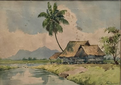Lot 269 - Mid-20th century Malaysian watercolour - Rahman
