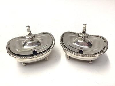 Lot 305 - Pair of Edwardian silver mustard pots Sheffield 1901 Goldsmiths and Silversmiths