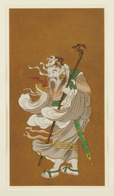 Lot 868 - 19th century Chinese gouache depicting a deity figure