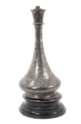 Lot 870 - Antique silver inlaid Islamic vase or hooker base