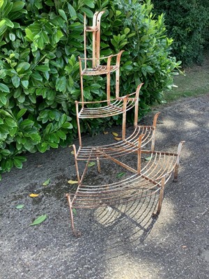 Lot 1402 - Edwardian three-tier bow fronted iron flower pot holder