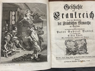 Lot 1764 - The History of the Kings of France, complete 16 volume set, published in Nuremberg 1756, marbled boards
