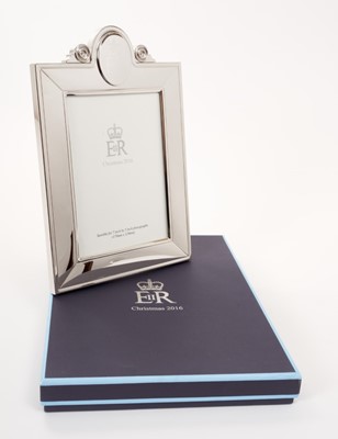 Lot 160 - H.M.Queen Elizabeth II,2016 Royal Household Christmas present- Silver plated picture frame with Crowned ER II cipher