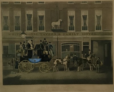Lot 509 - After James Pollard - aquatint - The Cambridge Telegraph, outside the White Horse, Ipswich