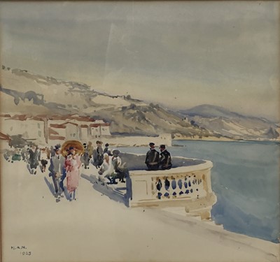 Lot 211 - Continental watercolour signed with initials H.A.N. and dated 1923
