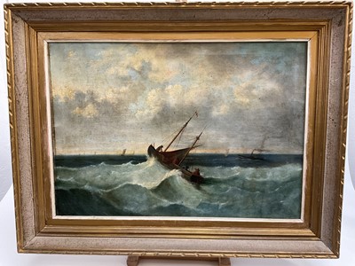 Lot 215 - Continental School, oil on canvas, Marine scene, indistinctly signed and dated 1880