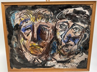 Lot 225 - After Karel Appel, double portrait of Stephane Lupasco (French philosopher) and Michel Tapie (French art critic)