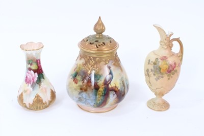 Lot 185 - Three pieces of blush ivory Worcester porcelain