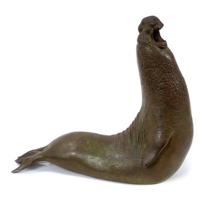 Lot 763 - Nick Bibby (b. 1960) bronze sculpture, Elephant seal, signed and numbered 1/9