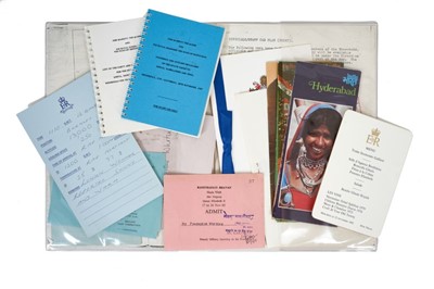 Lot 52 - Rare 1983 Royal Visit to India Royal Party Official folder containing the itinerary, travel arrangements , Royal flight information , programmes, passes, menus etc - Provenance Mr Frederick Whiting...