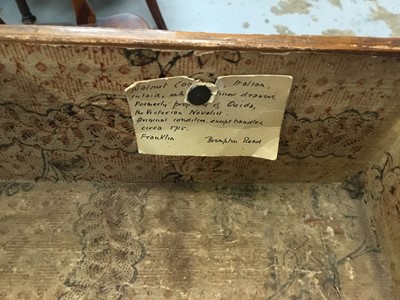 Lot 1257 - Impressive early 18th century Italian figured walnut crossbanded and marquetry inlaid commode, the top with shaped angles, over four drawers, each with early paper lining, on tapered feet, a note i...