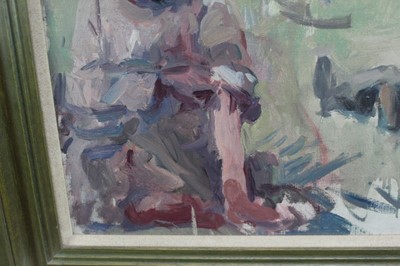 Lot 913 - Harry Becker (1865-1928) oil on board - figure sketches, 'Lunch Break', framed