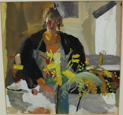 Lot 1129 - Mary Mabbutt (b.1951) gouache on paper - 'Studies 1990 no. III', initialled and dated 15.2.90, 20.5cm square, in glazed frame
