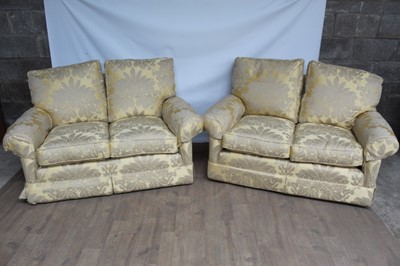 Lot 1370 - Pair of good quality two seater sofas upholstered in yellow fabric