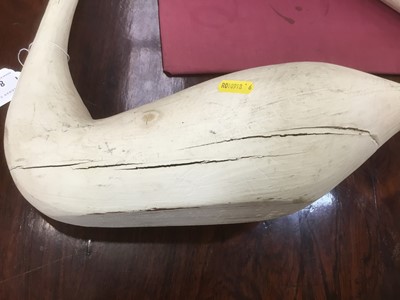 Lot 847 - Follower of Guy Taplin, pair of carved wood swans