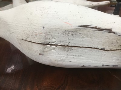 Lot 847 - Follower of Guy Taplin, pair of carved wood swans