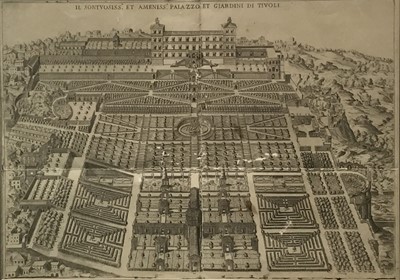 Lot 392 - Antique engraving of the gardens at Tivoli