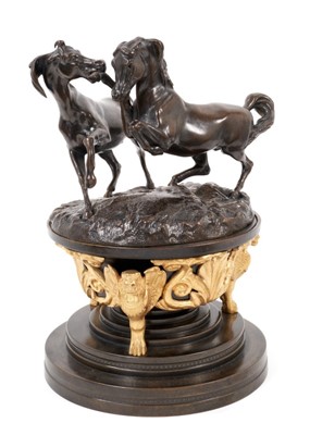 Lot 879 - Empire style bronze and ormolu inkwell with horses