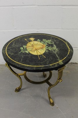 Lot 1374 - Mid 20th century Scagliola side table with classical trophy ornament