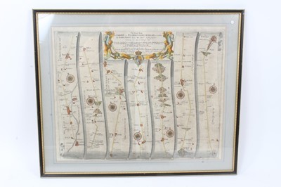 Lot 897 - John Ogilby: pair of hand coloured engraved road maps: London to Flambrugh