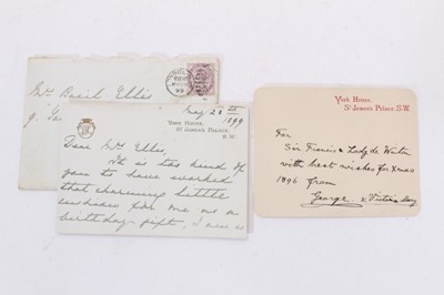 Lot 127 - T.R.H. The Duke and Duchess of York ( later T.M. King George V and Queen Mary) inscribed notelet on York House, St James's Palace card ' For Sir Francis and Lady de Winton with best wishes for Xmas...