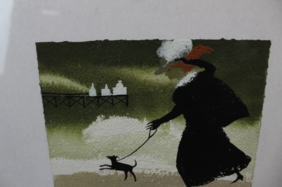 Lot 946 - *Mary Fedden (1915-2012) watercolour - Walking the Dog, signed and dated 1988, 15cm x 19cm, in glazed frame Provenance: purchased by the vendors late parents directly from the artist