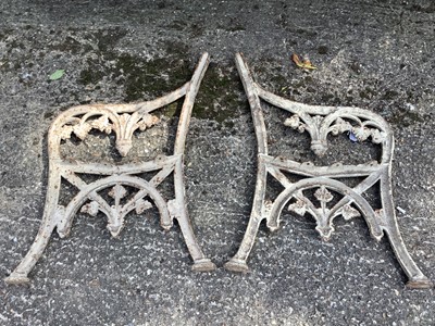 Lot 1378 - Pair of Victorian cast iron bench ends