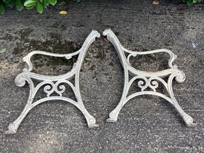 Lot 1379 - Pair of Victorian cast iron bench ends