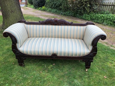 Lot 1300 - Fine Regency carved mahogany chaise longue