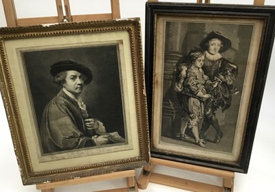 Lot 299 - Sir Joshua Reynolds - self portrait - engraved by J.K.Sherwin 1784 together with P.P.Rubens - The Children of Rubens (2)