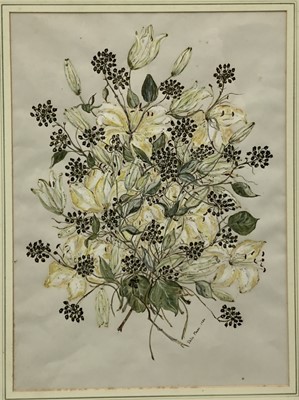 Lot 600 - Delia Marr, contemporary, watercolour - still life lilies and ivy, signed and dated 1986, 56cm x 40cm, in glazed frame