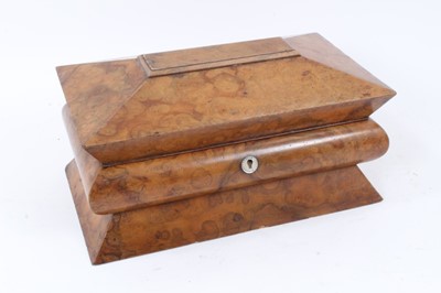 Lot 887 - 19th century burr walnut tea caddy